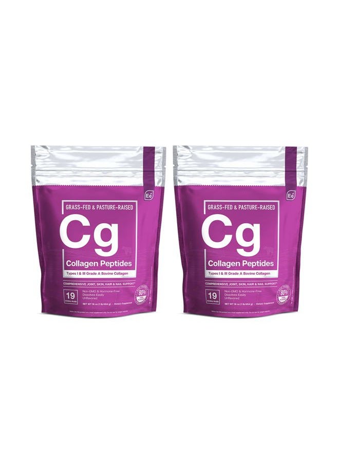 Essential Elements مسحوق الكولاجين المهدرج - دعم المفاصل، البشرة، الشعر، والأظافر | أنواع I & III ببتيدات | خالي من المواد الحافظة، من حيوانات تتغذى على العشب، خالي من الهرمونات، يذوب بسهولة (عبوتان) - Image 1