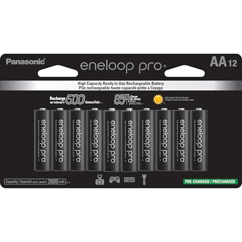 Eneloop Panasonic BK-3HCCA12FA pro AA High Capacity Ni-MH Pre-Charged Rechargeable Batteries, 12-Battery Pack - Image 1