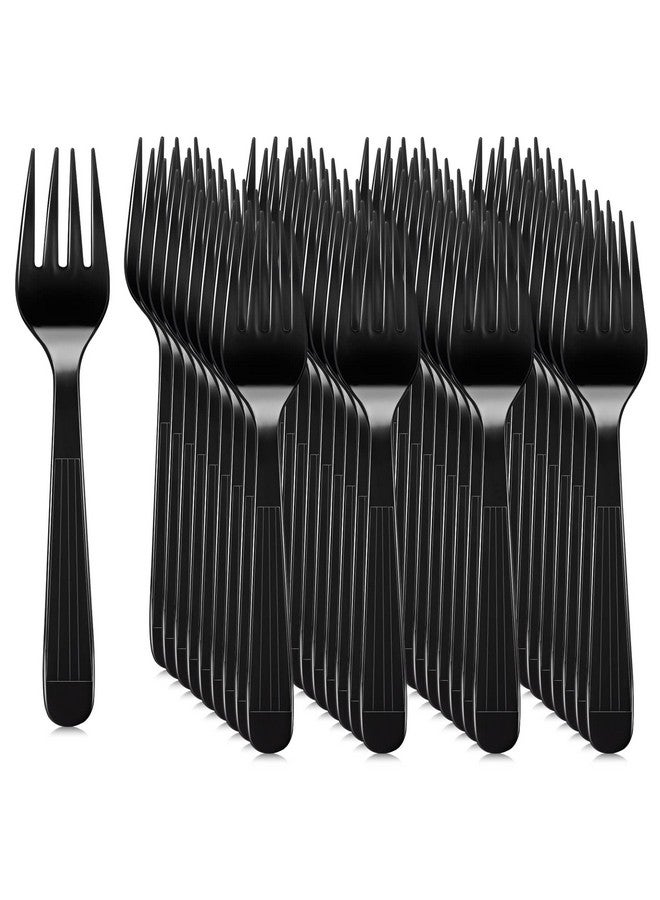 Romooa 500 Pcs Heavy Duty Plastic Forks 7 Inches Disposable Forks Solid Take Away Forks Heavyweight Forks Sturdy Plastic Utensils For Parties, Catering Services, Family Gatherings (Black) - Image 1