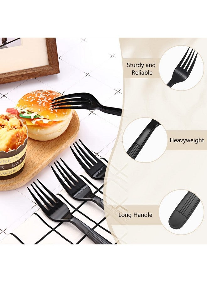 Romooa 500 Pcs Heavy Duty Plastic Forks 7 Inches Disposable Forks Solid Take Away Forks Heavyweight Forks Sturdy Plastic Utensils For Parties, Catering Services, Family Gatherings (Black) - Image 5
