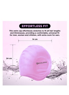 ENDLESS  Comfortable Silicon Swimming Cap with Ergonomic Ear Pockets | Fully Elastic Waterproof Cap for Long and Short Hair with Thicker Edge | For Women and Men  - Image 3