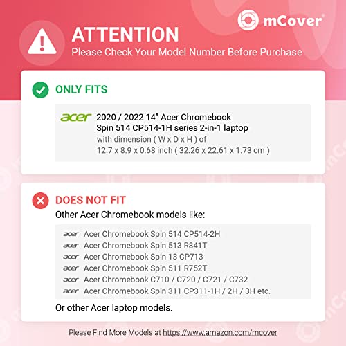 mCover Case Compatible for 20202022 14 Acer Chromebook Spin 514 CP5141H Series Convertible Notebook Computer ONLY NOT Fitting Other Acer Models Clear - Image 3