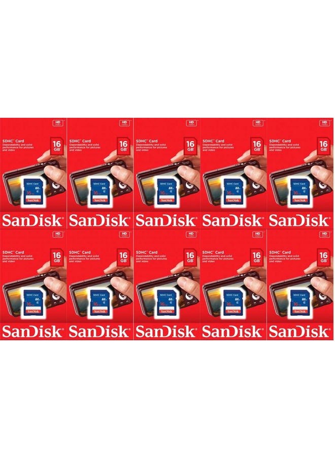 HH FASHION Sandisk 16GB (10 Pack) SD Card Bundle SDHC Class 4 Flash Memory | Model SDSDB-016G-B35 |  - Image 1