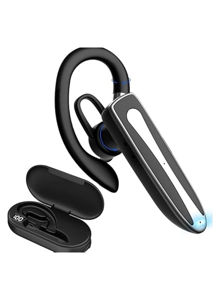 بروماس سماعة رأس بلوتوث - سماعة أذن بلوتوث لاسلكية V5.2 أحادية الأذن مع علبة شحن 800 مللي أمبير في الساعة متوافقة مع Android/iPhone (فضي) - Image 1