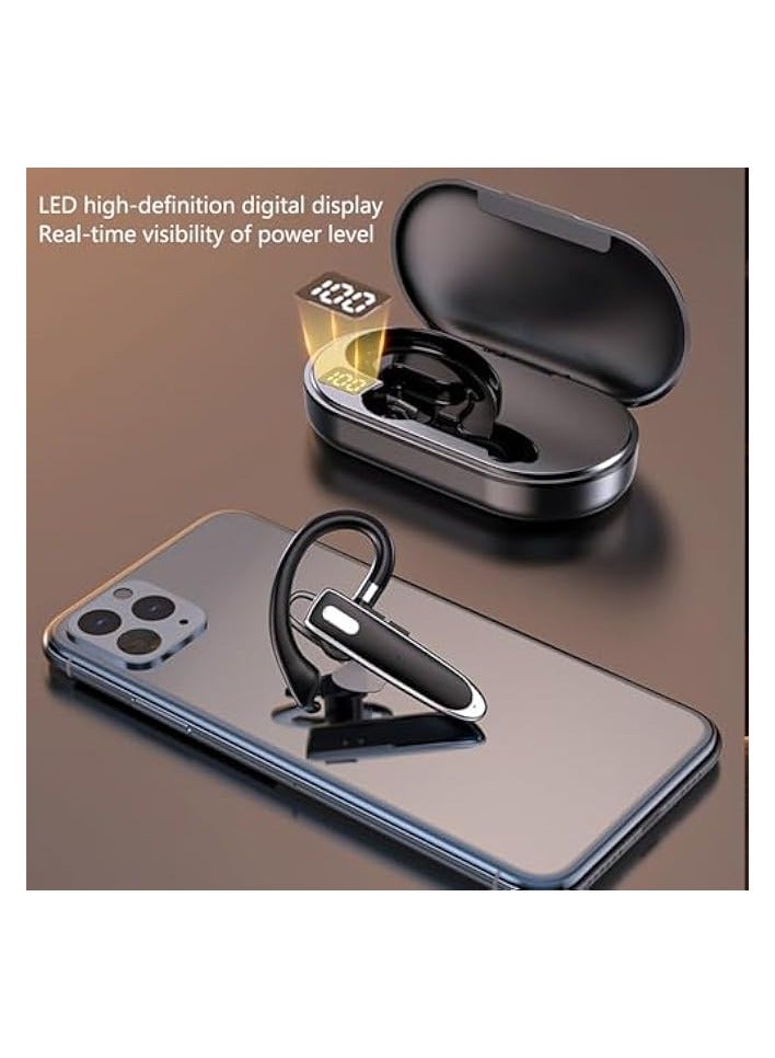 بروماس سماعة رأس بلوتوث - سماعة أذن بلوتوث لاسلكية V5.2 أحادية الأذن مع علبة شحن 800 مللي أمبير في الساعة متوافقة مع Android/iPhone (فضي) - Image 3