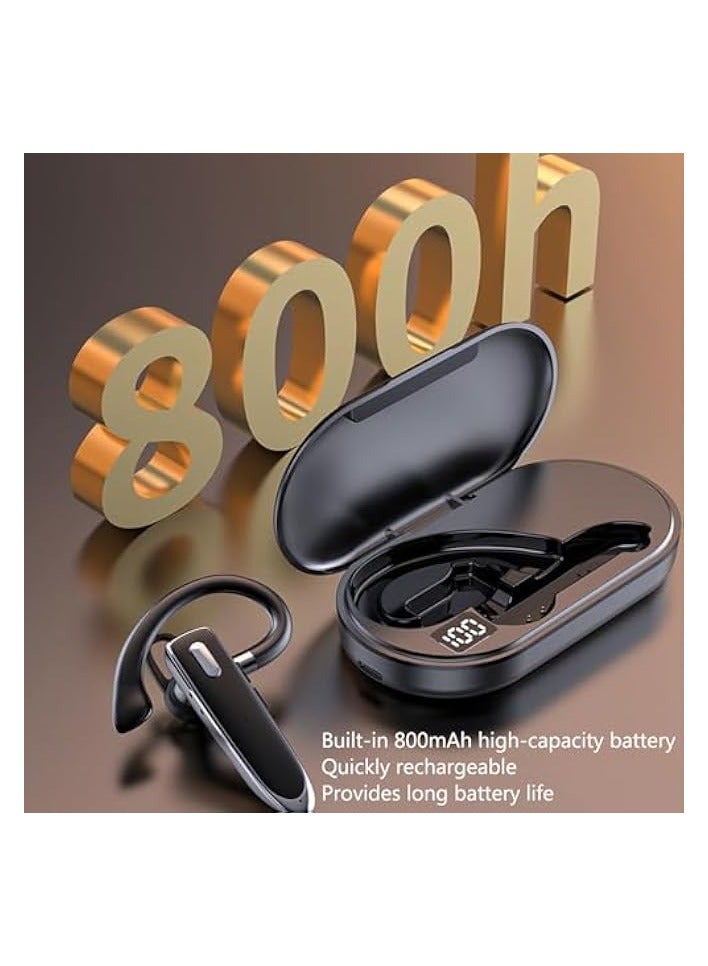 بروماس سماعة رأس بلوتوث - سماعة أذن بلوتوث لاسلكية V5.2 أحادية الأذن مع علبة شحن 800 مللي أمبير في الساعة متوافقة مع Android/iPhone (فضي) - Image 4