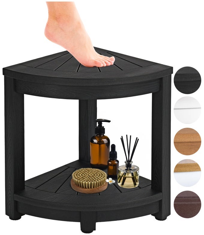 WATERPROOF CORNER SHOWER STOOL SHOWER BENCH BLACK CORNER SHOWER STOOLS