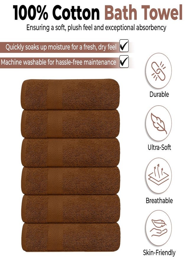 KAHAF COLLECTION مجموعة كهف، عبوة من 6 مناشف حمام، 27 × 54 بوصة، 100% قطن، أكبر حجماً وأخف وزناً، تجف بسرعة، فائقة النعومة والامتصاص، مثالية للحمام (بني، عبوة من 6 (27 × 54 بوصة)) - Image 2