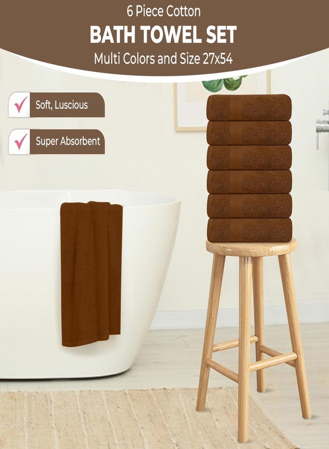 KAHAF COLLECTION مجموعة كهف، عبوة من 6 مناشف حمام، 27 × 54 بوصة، 100% قطن، أكبر حجماً وأخف وزناً، تجف بسرعة، فائقة النعومة والامتصاص، مثالية للحمام (بني، عبوة من 6 (27 × 54 بوصة)) - Image 3
