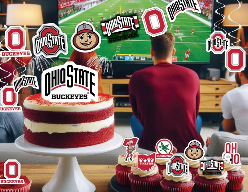 PartyKandy Ohio State Cupcake Toppers (24 Pieces) Ohio State University Party Supplies for OSU Buckeyes Football Tailgating  Birthday Gift  Graduation Party Decorations (Ohio State Buckeyes) - Image 5