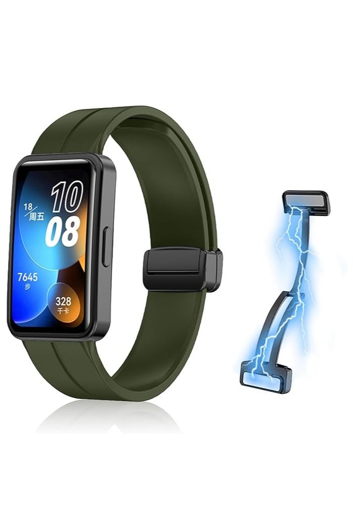 Silicone Strap Compatible with Huawei Band Huawei Band 8/9 Magnetic Metal Stainless Buckle Sport Silicone Strap for Huawei Band 8/9 Band Quick Release Soft Replacment Wristband - Image 1