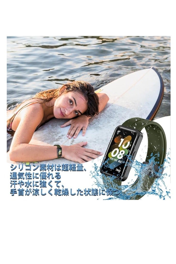 Silicone Strap Compatible with Huawei Band Huawei Band 8/9 Magnetic Metal Stainless Buckle Sport Silicone Strap for Huawei Band 8/9 Band Quick Release Soft Replacment Wristband - Image 2
