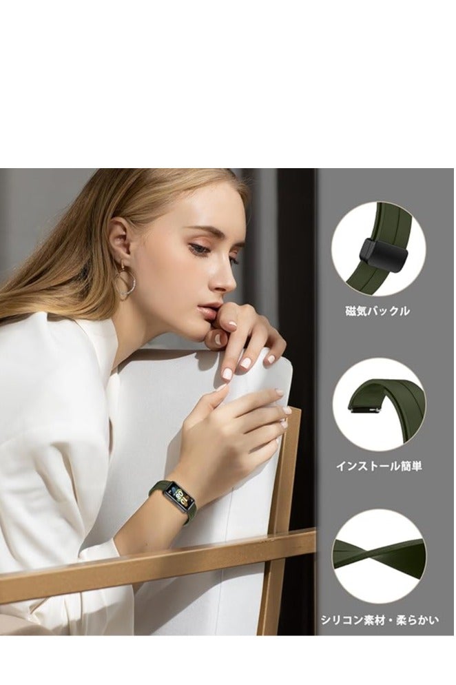 Silicone Strap Compatible with Huawei Band Huawei Band 8/9 Magnetic Metal Stainless Buckle Sport Silicone Strap for Huawei Band 8/9 Band Quick Release Soft Replacment Wristband - Image 5