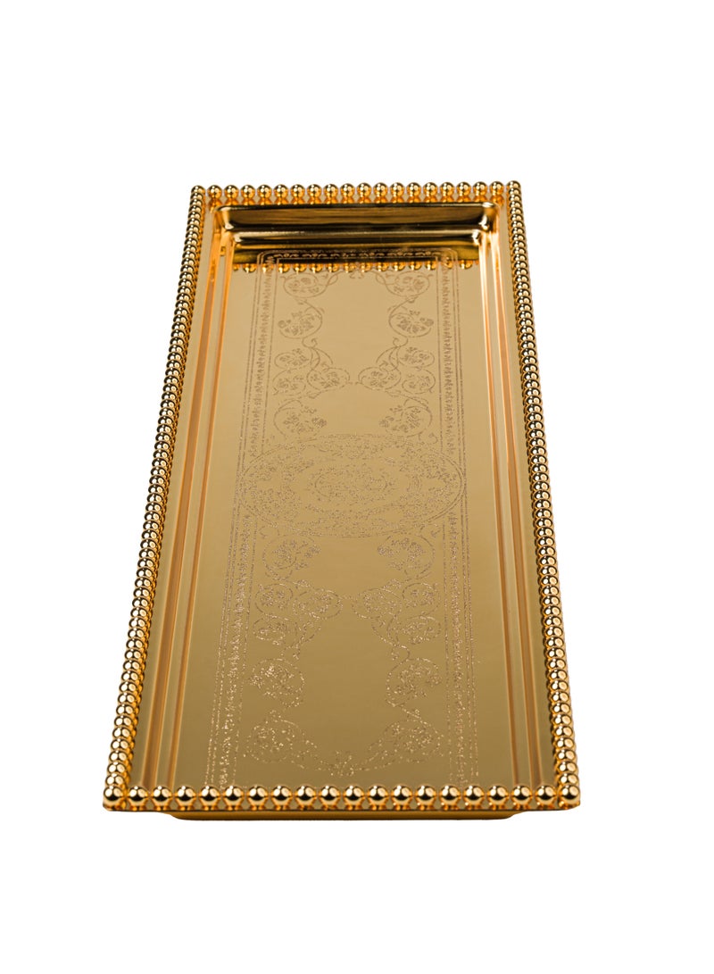 ZOLTEN SILVERPLATED RECTANGLE TRAY GOLD COLOUR 40X17 CM - Image 2