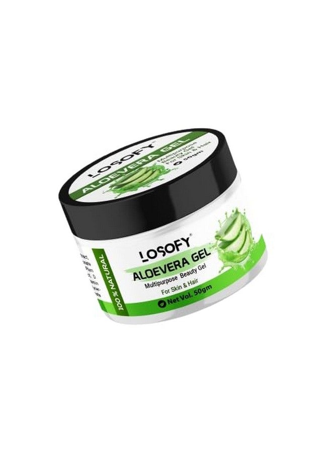 LOSOFY Aloe Vera Gel, With Pure Aloe Vera Gel for Face, Hair, Skin Moisturizer, Hydrates, and Soothes, Multipurpose Gel (50 g) (pack of 1)