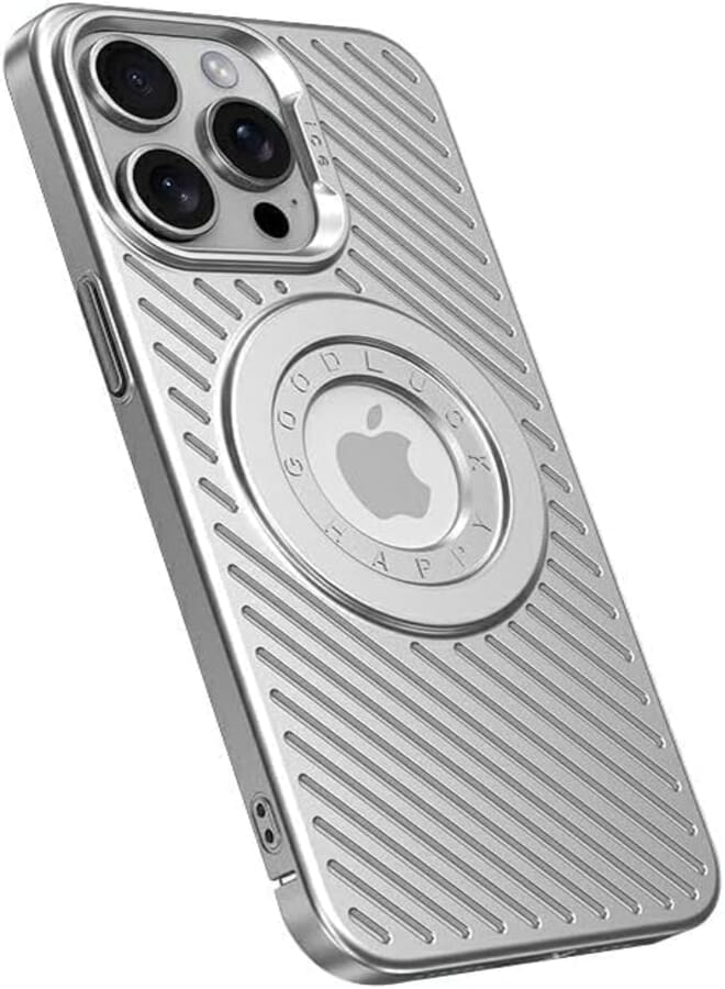 Next Next Store Compatible with iPhone 15 Pro Max Case - Shockproof - Durable PC Material - Provides Heat Dissipation - Easy Grip - Stylish and Comfortable Design(Silver)