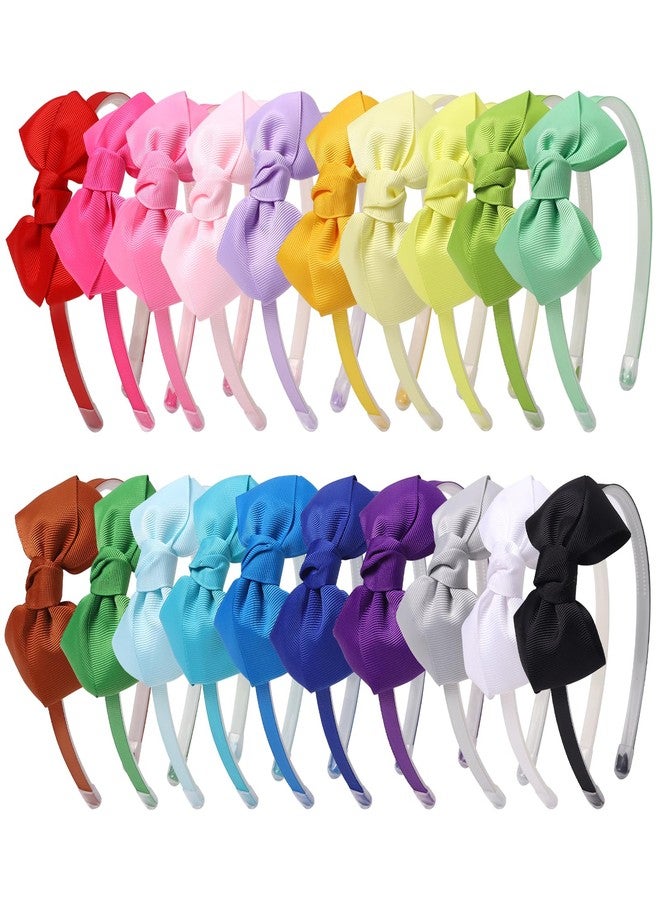 Candygirl Grosgrain Ribbon Headbands with Bows for Toddler Girls and Babies, Includes Hair Hoops (20Pcs Hair Accessories) - Image 1