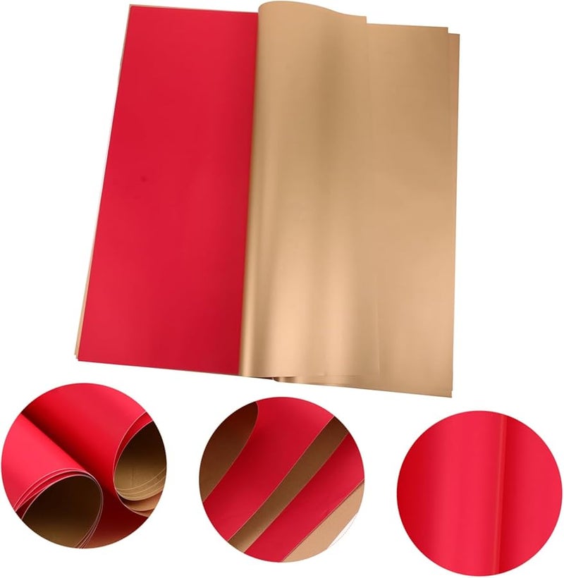 Red Gold Floral Double Sided Wrapping Paper 20Pcs DIY Craft Bouquet Packaging - Image 4