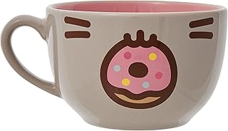 Enesco Pusheen The Cat Donut Face Latte Coffee Mug, 18 Ounce, Multicolor - Image 1