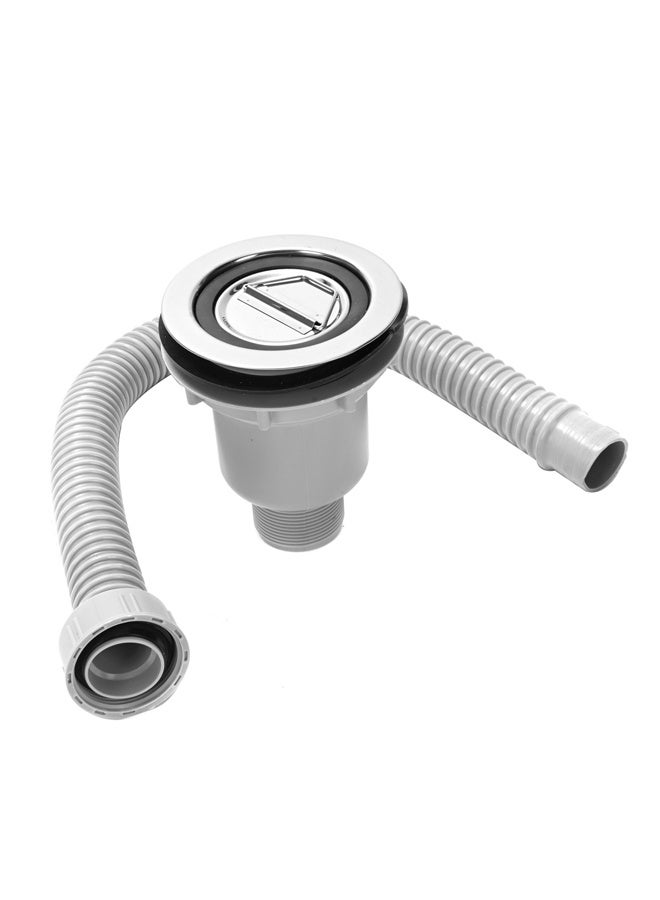 LAWAZIM Expandable Sink Drain Pipe - 60cm (23.6inch) - Flexible Sink Drain Hose with Strainer Basket & Stopper, Easy Install Waste Pipe for Kitchen & Bathroom, Universal Replacement Drain Assembly - Image 2