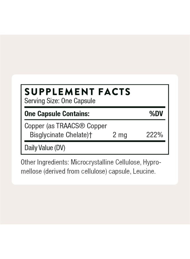 Thorne Copper Bisglycinate Dietary Supplement 60 Capsules - Image 2