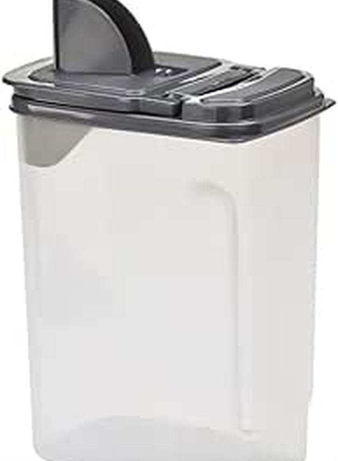 3 5 Quart Clear Plastic Food Dispenser With Gray Lid 7 5 x 3 75 x 9 25 Inches - Image 1