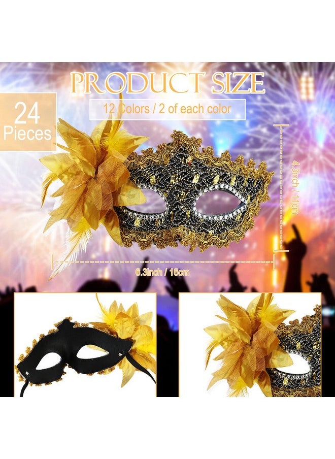 Yilloog Yilloog 24 Pack Masquerade Mask Unisex Half Face Venetian Masks Mardi Gras Masks Antique Look Costumes Party Accessory(Multicolor)  - Image 2