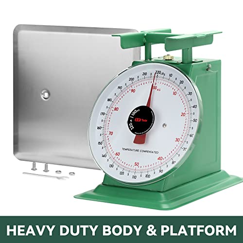 ta da Tada 220lbs Heavy Duty Mechanical Kitchen and Food Scale Industrial Scale with Stainless Steel Platform Analog Produce Scale for Farmers Market and Horse Hay - Image 2