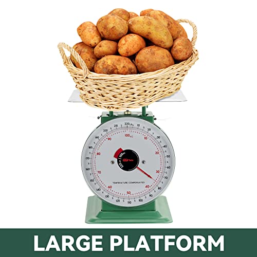 ta da Tada 220lbs Heavy Duty Mechanical Kitchen and Food Scale Industrial Scale with Stainless Steel Platform Analog Produce Scale for Farmers Market and Horse Hay - Image 4