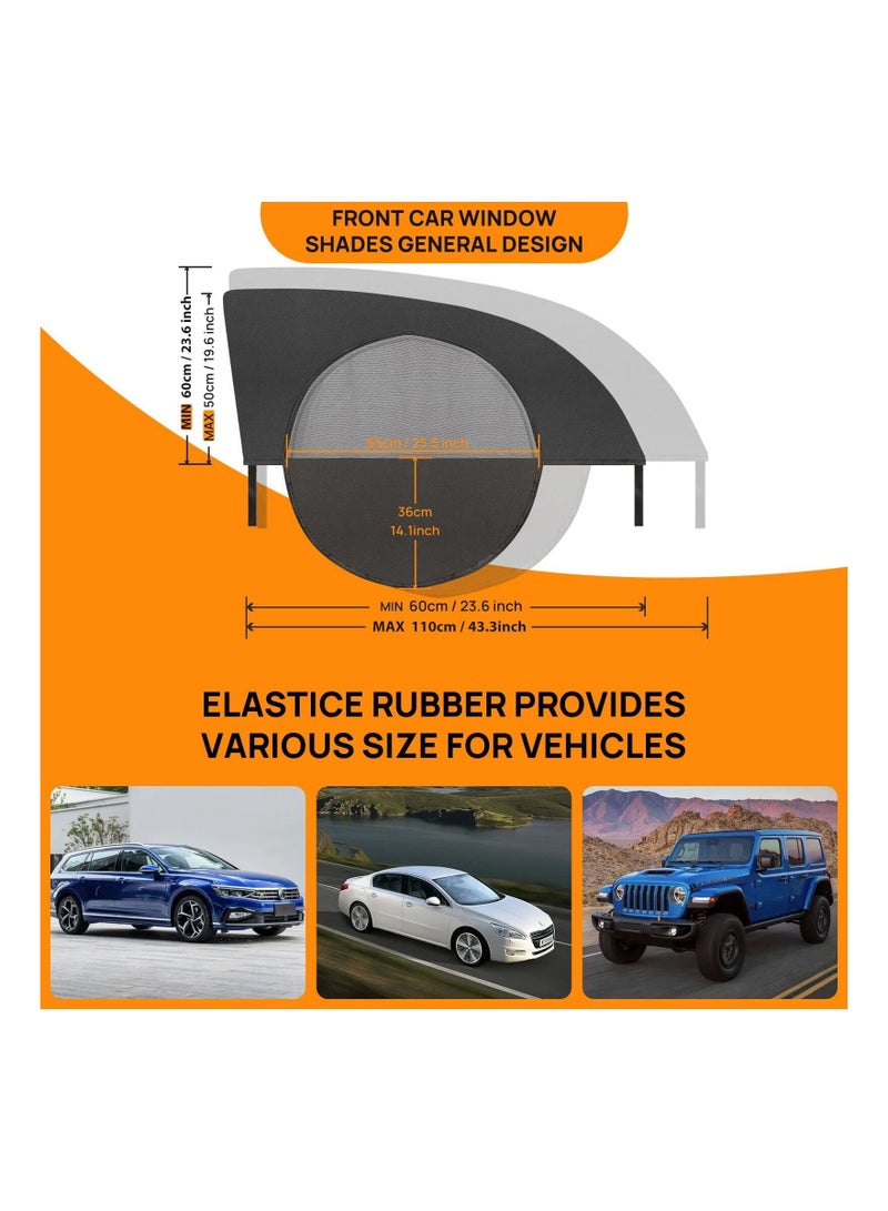 Y&D Car Window Shades Front Side Window 2 PCS Breathable Mesh Sun Shade for Driver Screen Camping Protection Privacy Family When Parking on Trips (125 x 50cm)  - Image 3