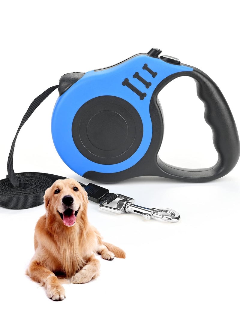 Y&D Retractable Dog Leash Heavy Duty Suitable for Dogs Up to 25kg 5m Strong Nylon Tape Anti-slip Handle One-hand Brake One-touch Suspension Lock Tangle-free (Blue)  - Image 1