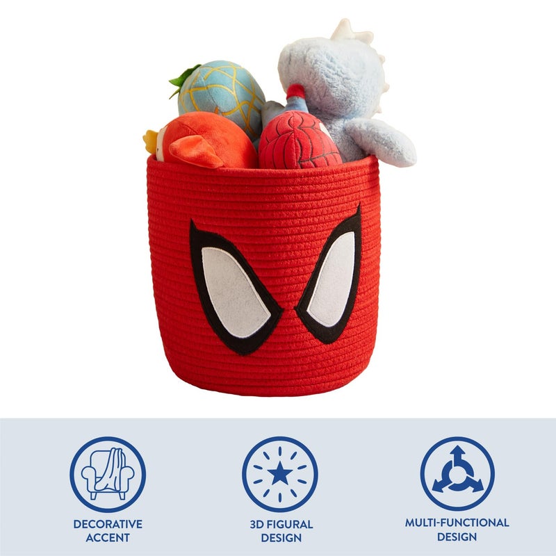 Idea Nuova Marvel Spiderman Rope Storage Basket â€“ 10'' x 10'' Figural Organizer Bin, Soft & Durable for Kids Room, Toys, Laundry or Nursery DÃ©cor - Image 3