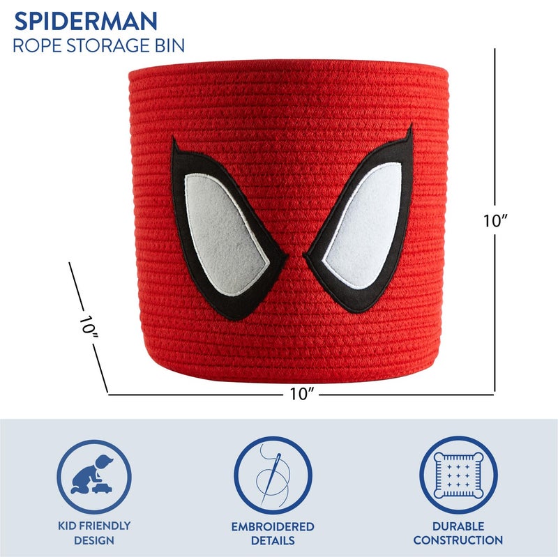Idea Nuova Marvel Spiderman Rope Storage Basket â€“ 10'' x 10'' Figural Organizer Bin, Soft & Durable for Kids Room, Toys, Laundry or Nursery DÃ©cor - Image 2