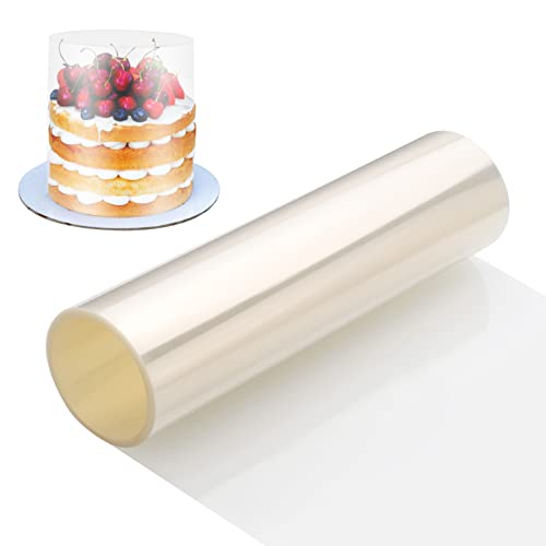 Zocipro Acetate Cake Collars 30cm x 10m Thickened Acetate Sheets Clear Transparent Acetate Roll for Baking Cakes Chocolate Mousse Cake Cake Decorating