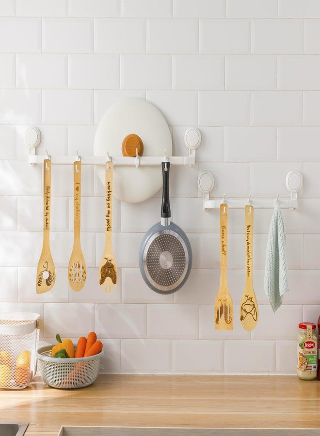 DoYoMo Rooster Wooden Cooking Spoons Set of 5,Rooster Gifts,Chicken Lovers Gifts,Rooster Kitchen Decor,Bamboo Cooking Spoons Farmhouse Housewarming Wedding Mom Cooking Mother's Gifts Father's Gifts - Image 5