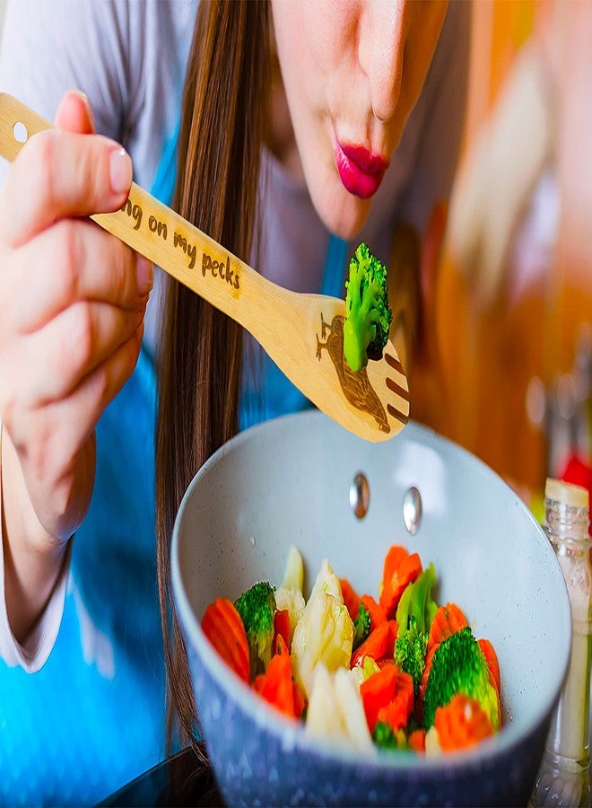 DoYoMo Rooster Wooden Cooking Spoons Set of 5,Rooster Gifts,Chicken Lovers Gifts,Rooster Kitchen Decor,Bamboo Cooking Spoons Farmhouse Housewarming Wedding Mom Cooking Mother's Gifts Father's Gifts - Image 4