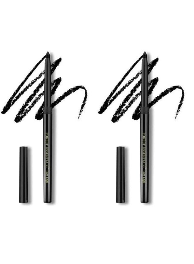 فورست اسينشالز قلم كحل فوريست إسينشالز جولاب خاص، لون أسود فحمي | مصنوع من سمن البقر وبتلات الورد | كحل طبيعي عالي الصبغة | يساعد على تبريد وتهدئة العينين (عبوة من قطعتين) - Image 1