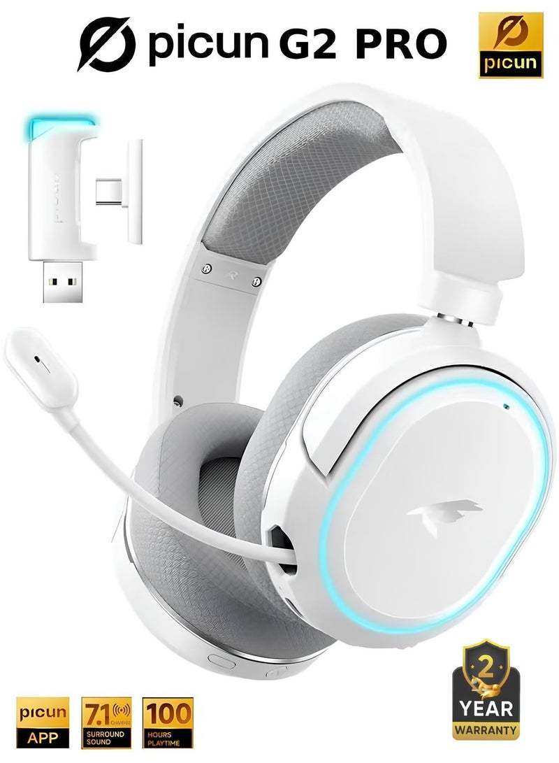 PICUN G2  PRO New Edition RGB Wireless Gaming Headset, 7.1 Surround Sound, 2.4GHz USB Gaming Headphones with Bluetooth ENC Noise Canceling Mic,Wireless Headset for PC PS5 PS4 Mac Switch - Image 1