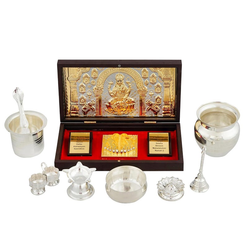 KUSHAL CREATION 24K Gold Plated Ashta Laxmi Mahalakshmi Photo Frame Charan Paduka With Pooja item Return Gifts for Housewarming Ashta Laxmi - Image 2