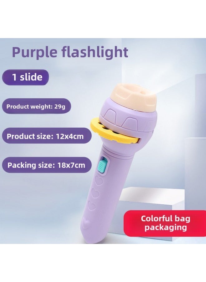 Generic - Mini Cartoon Projection Children's Flashlight Early Education Animal Baby Stall Toy Projection Machine Toy Stall-Color:(Discounted Price) 8-picture Projection Flashlight-purple - Image 1