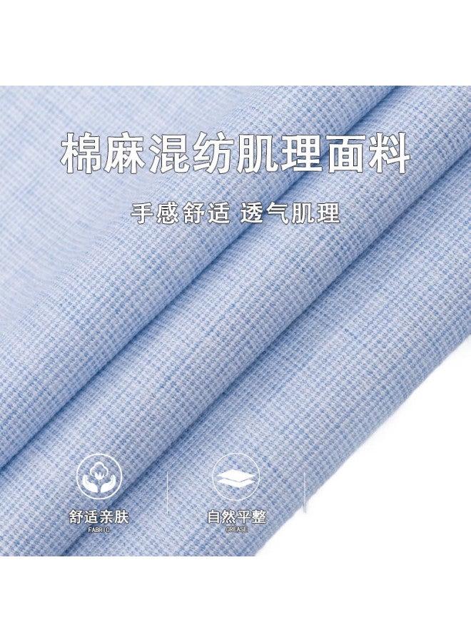 FIRS Men'S Long Sleeve Linen Shirt New Breathable Easy Care Cotton Linen Shirt Light Blue 42 - Image 1