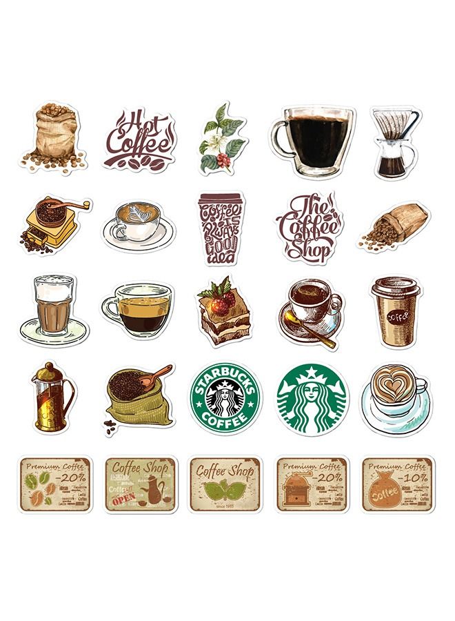 50 قطعة من القهوة ملصقات الرجعية ، clipbook جماليات ديكور الفينيل ملصقات ، كمبيوتر محمول ، مراهق ، فتاة ، الكبار ، هدايا الرجعية - Image 4
