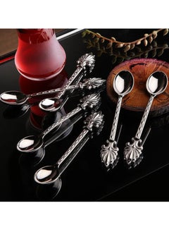 kitchen art Silver Turkish tea spoon decorated six pieces made in Turkey  - Image 2