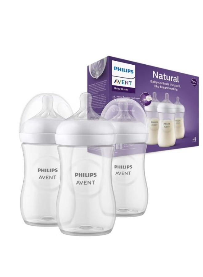 Natural Response Baby Bottle 260 Ml Pack of 3 Baby Milk Bottles For 1 Month+ And Up BPA Free