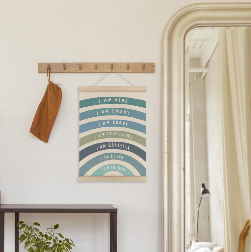 Hrqko Blue I Am Kind Smart Inspirational Poster Hanger Frame  Boho Rainbow Wall Art With Wooden Frames  Positive Affirmation Hanging Decor For Nursery Toddler Room  Mental Health Decor  12X16 Inch - Image 4