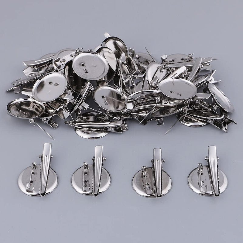 klarako30x Extra Large Dual Brooch Pin Back Base Hair Clip 20/25/30 Dia DIY Finding klarakoSilver, 30mm - Image 3