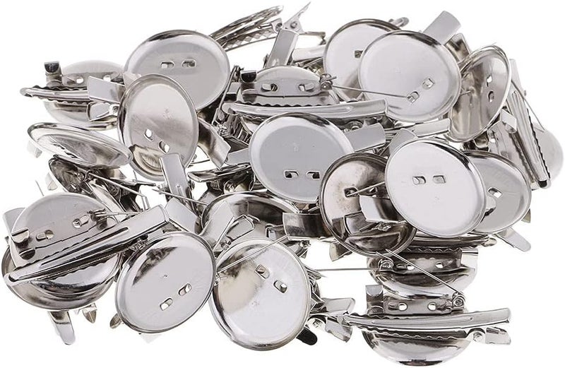 klarako30x Extra Large Dual Brooch Pin Back Base Hair Clip 20/25/30 Dia DIY Finding klarakoSilver, 30mm - Image 4