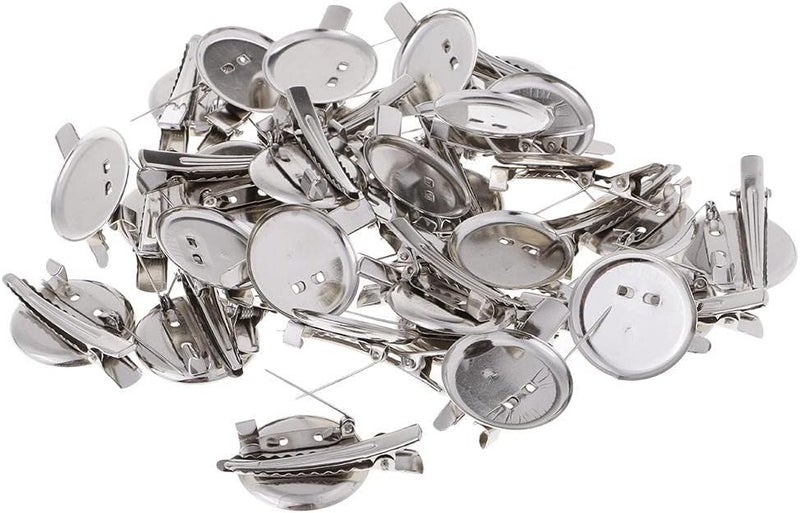 klarako30x Extra Large Dual Brooch Pin Back Base Hair Clip 20/25/30 Dia DIY Finding klarakoSilver, 30mm - Image 2