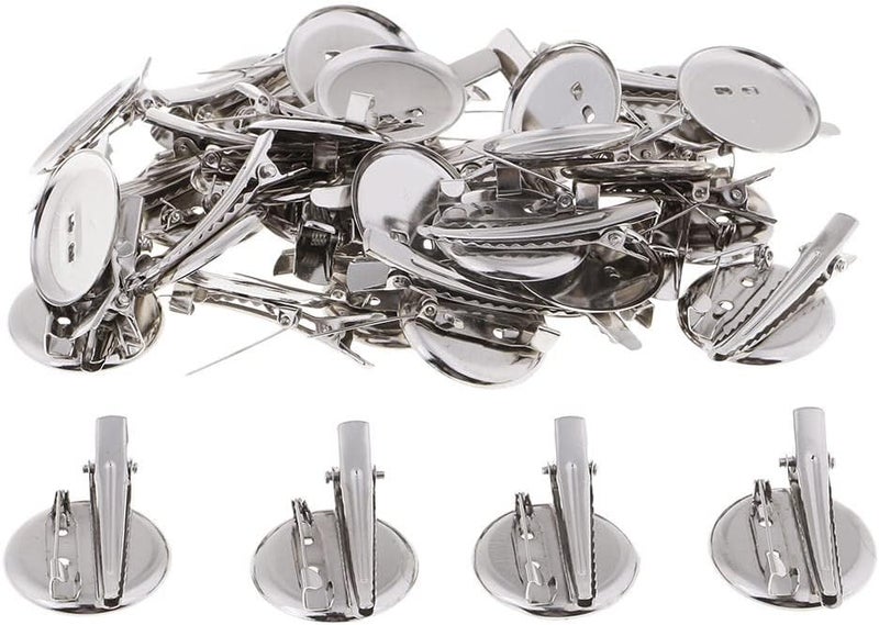 klarako30x Extra Large Dual Brooch Pin Back Base Hair Clip 20/25/30 Dia DIY Finding klarakoSilver, 30mm - Image 1