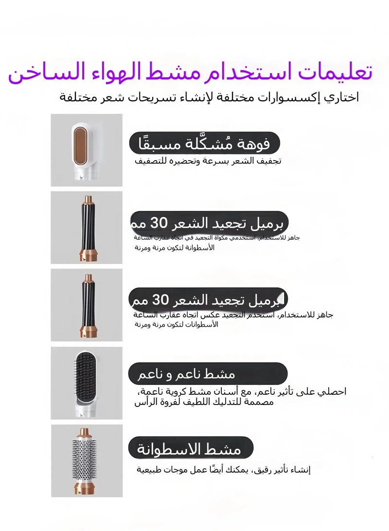 5-in-1 Hot Air Comb Aluminum Alloy Hair Straightener Automatic Perm Curling Wand Electric Hair Dryer for Straightening, Volumizing and Curly Hair - Image 3